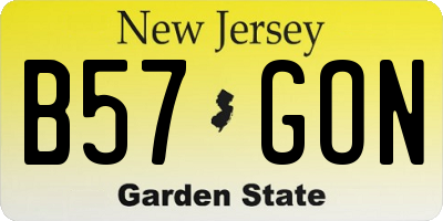 NJ license plate B57GON