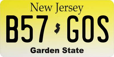 NJ license plate B57GOS