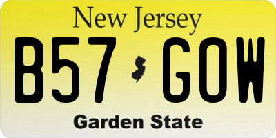 NJ license plate B57GOW
