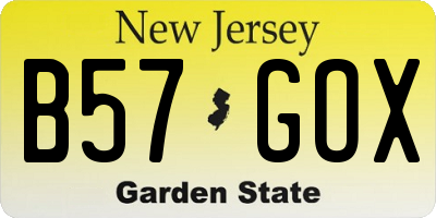 NJ license plate B57GOX