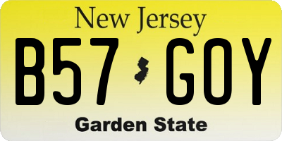 NJ license plate B57GOY