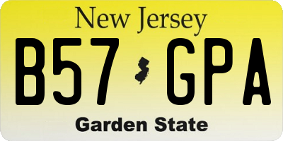 NJ license plate B57GPA