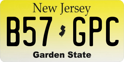 NJ license plate B57GPC