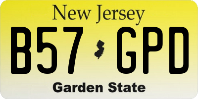 NJ license plate B57GPD