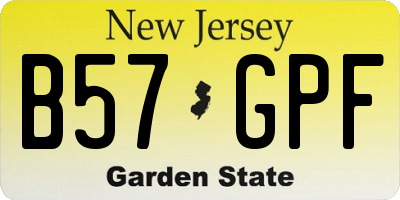 NJ license plate B57GPF