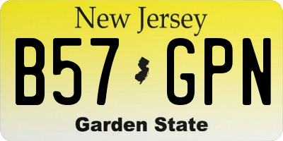 NJ license plate B57GPN