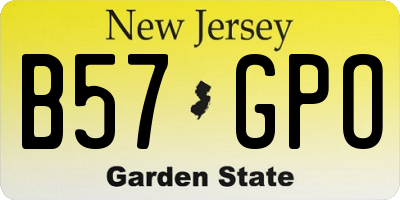 NJ license plate B57GPO