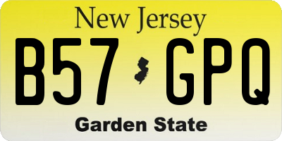 NJ license plate B57GPQ