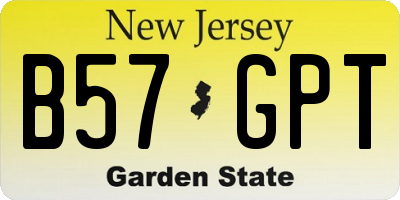 NJ license plate B57GPT