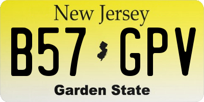 NJ license plate B57GPV