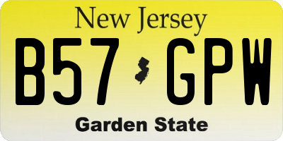 NJ license plate B57GPW