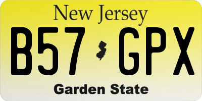 NJ license plate B57GPX