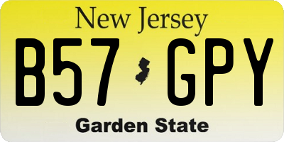 NJ license plate B57GPY