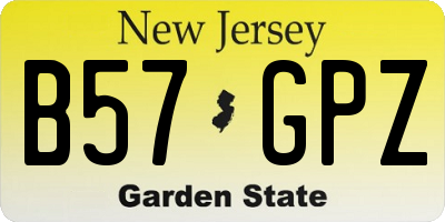 NJ license plate B57GPZ