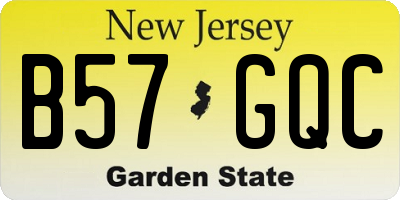 NJ license plate B57GQC