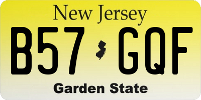 NJ license plate B57GQF