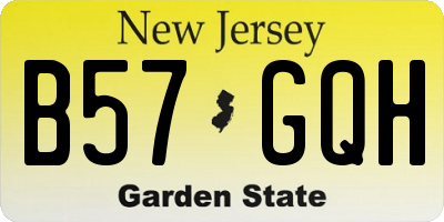 NJ license plate B57GQH