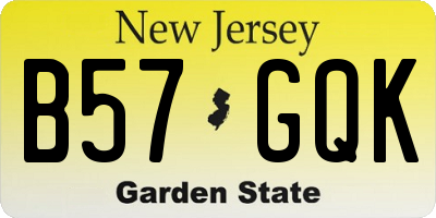 NJ license plate B57GQK