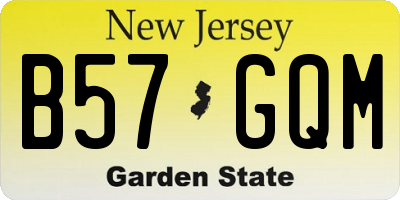 NJ license plate B57GQM