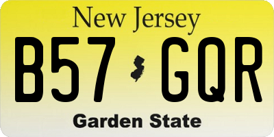 NJ license plate B57GQR