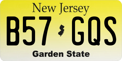 NJ license plate B57GQS