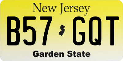 NJ license plate B57GQT