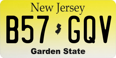 NJ license plate B57GQV
