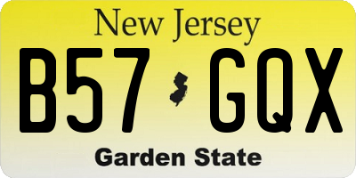 NJ license plate B57GQX