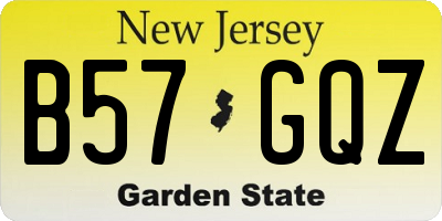 NJ license plate B57GQZ
