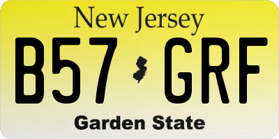 NJ license plate B57GRF
