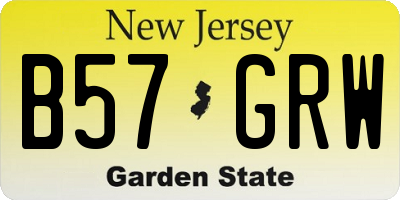 NJ license plate B57GRW