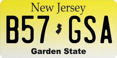 NJ license plate B57GSA
