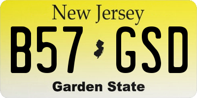 NJ license plate B57GSD