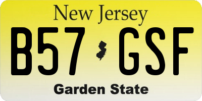 NJ license plate B57GSF