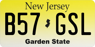 NJ license plate B57GSL