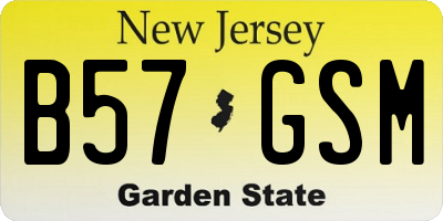 NJ license plate B57GSM