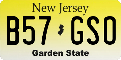 NJ license plate B57GSO