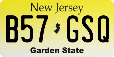 NJ license plate B57GSQ