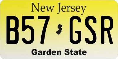 NJ license plate B57GSR