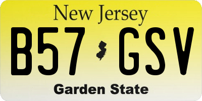 NJ license plate B57GSV