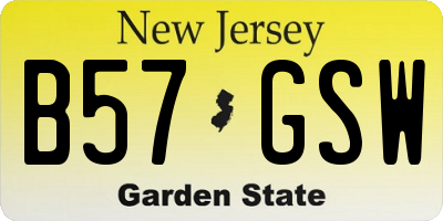NJ license plate B57GSW