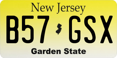 NJ license plate B57GSX