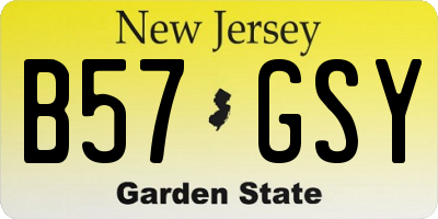 NJ license plate B57GSY