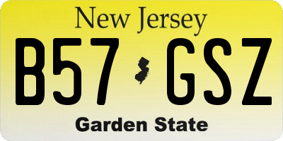 NJ license plate B57GSZ