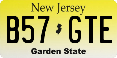 NJ license plate B57GTE
