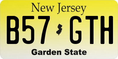 NJ license plate B57GTH