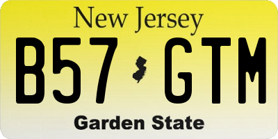 NJ license plate B57GTM