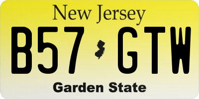 NJ license plate B57GTW