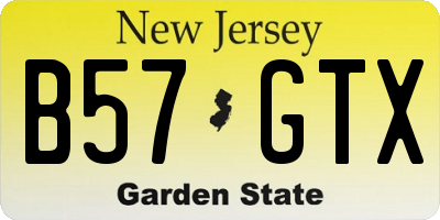 NJ license plate B57GTX