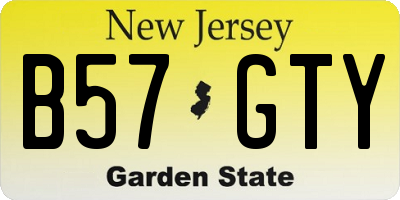 NJ license plate B57GTY